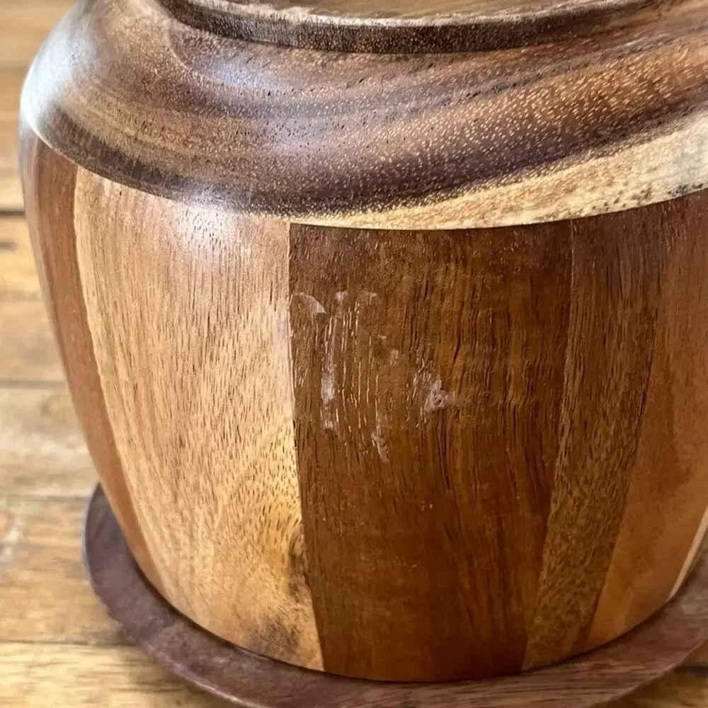 Ryze Acacia Wood Storage Container Round Matching Wooden Lid